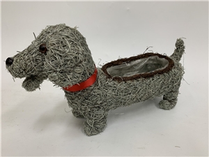 Grey Brushwood Sausage Dog Planter 42cm